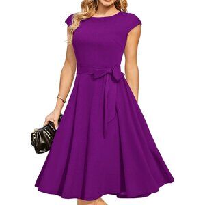 Dresstells Women's Purple Modest Vintage Cocktail Formal Party Dresses